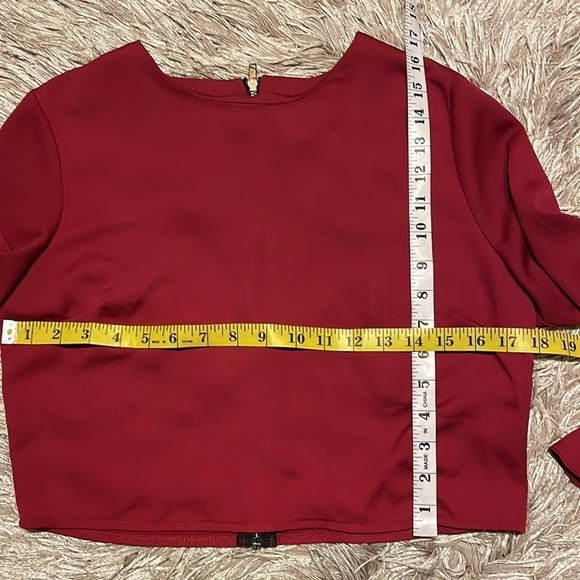 WINDSOR Red Cropped Ruffle Sleeves Small‎ Shirt - Picture 7 of 8